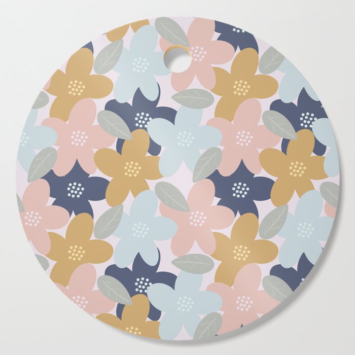 Colourful Pastel Floral Pattern | Flowers Spring Pink Blue Cutting Board