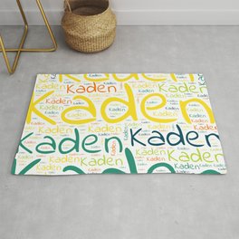 Kaden Rug | Male Kaden, Buddy Soft Present, Graphicdesign, Vidddie Publyshd, Special Dad Daddy, Man Baby Boy, Wordcloud Positive, Colorful Boyfriend, Colors First Name, Husband Merch Text 