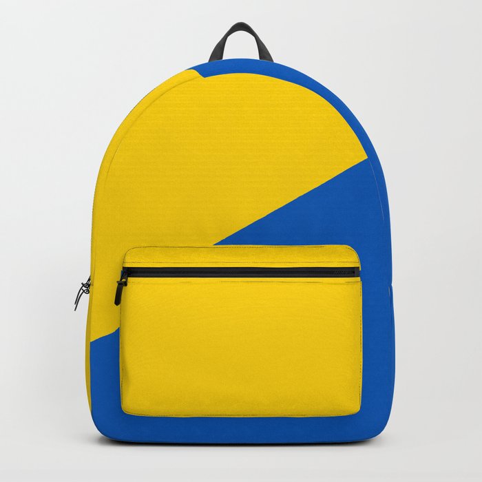 Sapphire and Yellow Solid Shapes Ukraine Flag Colors 3 100 Percent Commission Donated Read Bio Backpack