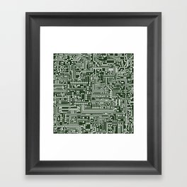 Circuit Board // Green & White Framed Art Print