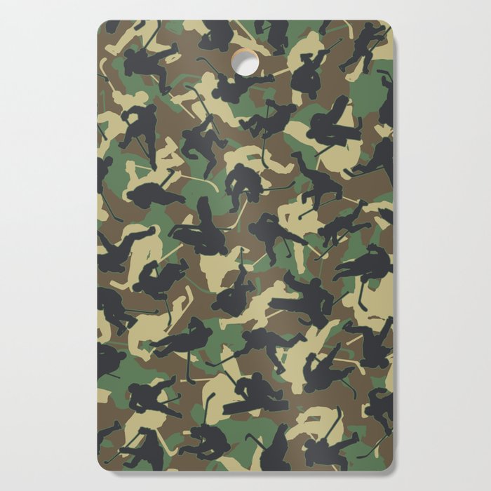 Ice Hockey Player Camo Woodland Forest Camouflage Pattern Cutting Board
