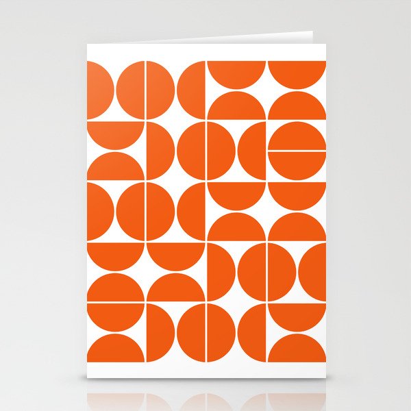 Mid Century Modern Geometric 04 Orange Stationery Cards