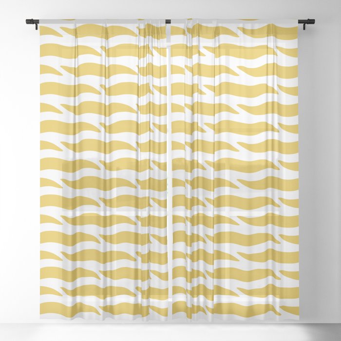 Tiger Wild Animal Print Pattern 324 Yellow Sheer Curtain