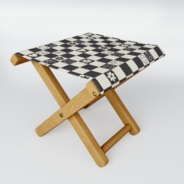 Happy Checkered pattern black Folding Stool