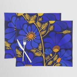 Wildflower Garden Placemat | Floral, Happy, Illustration, Modern, Wildflowers, Cobalt, Flowers, Design, Daises, Painting 