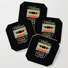 Vintage Cassette 1987 35th Birthday 35 Years Gift Coaster