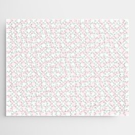 Girly Blush Pink White Geometric Abstract Argyle Pattern Jigsaw Puzzle