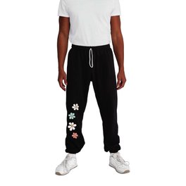 Happy Daisy Pattern, Cute and Fun Smiling Colorful Daisies Sweatpants