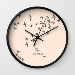 "No net ensnares me" + flock of birds - Jane Eyre quote, Charlotte Bronte (pale pink background) Wall Clock