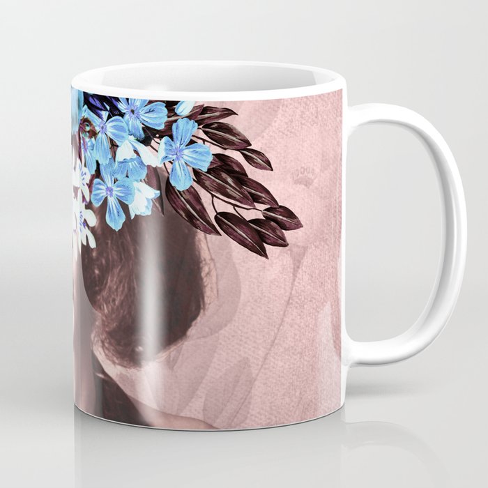 Floral Woman Vintage Blue and Pink Rose Gold Coffee Mug