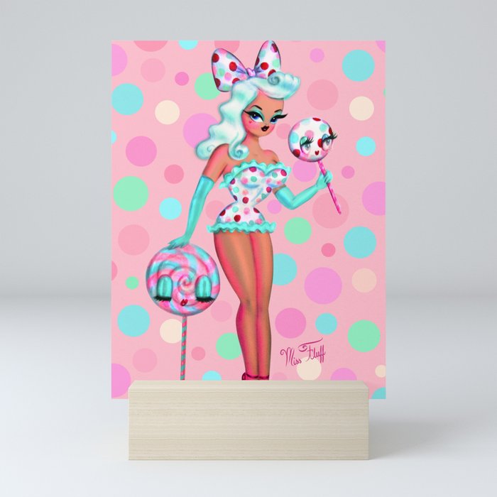 Polka Dot Lollipop Doll Caramel Mini Art Print