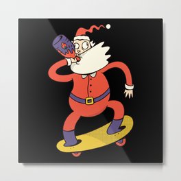 Skating Santa Metal Print | Skateboard, Skate, Strawberryjuice, Sports, Christmasgift, Funny, Skateboarder, Hobbies, Idea, Skater 