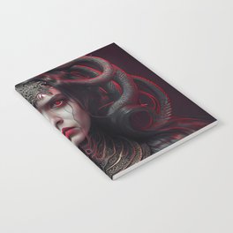 Beautiful medusa woman with snakes, red eyes, creepy spooky gothic dark Notebook