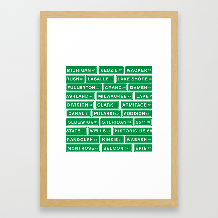 Famous Chicago Streets Chicago Street Signs Framed Art Print By