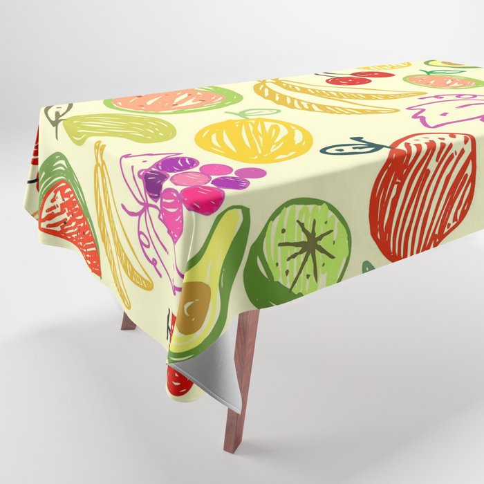 Colorful Fruit Doodle Tablecloth