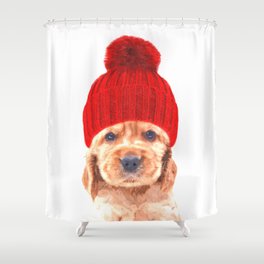 Cocker spaniel puppy with hat Shower Curtain