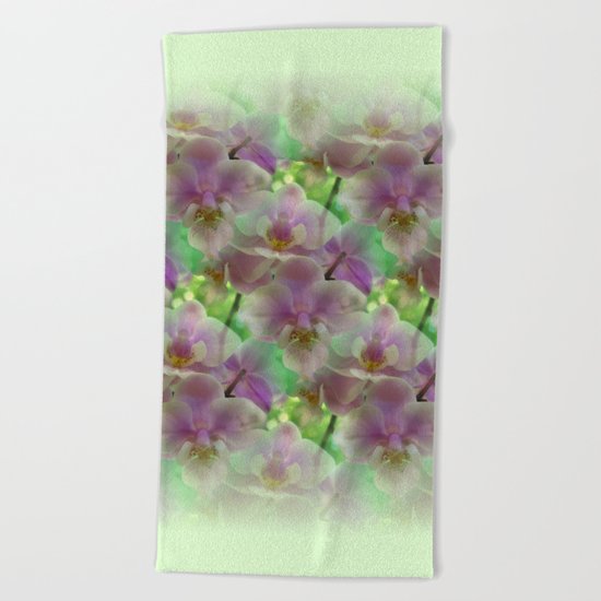 Tropical Pink Orchid Fantasy Beach Towel