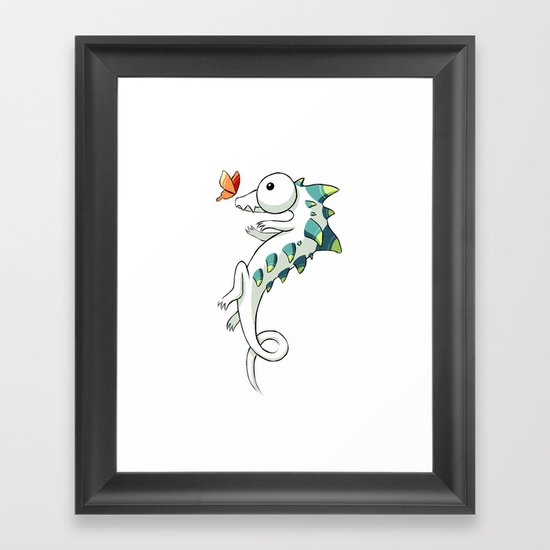 Crocodile and a Butterfly Framed Art Print