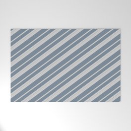 [ Thumbnail: Light Gray & Light Slate Gray Colored Lined Pattern Welcome Mat ]