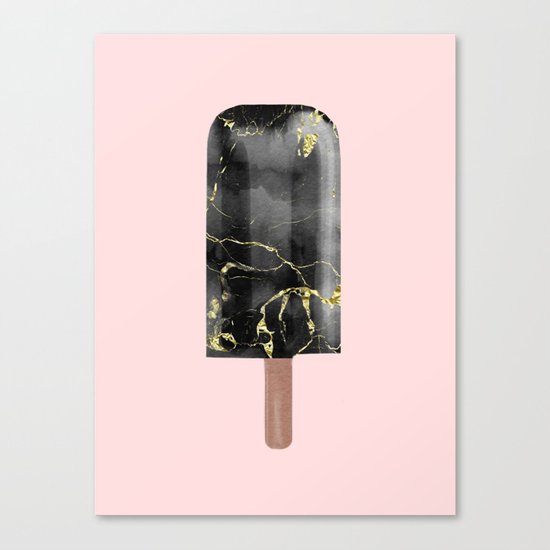 Black Marble with Gold Popsicle Canvas Print