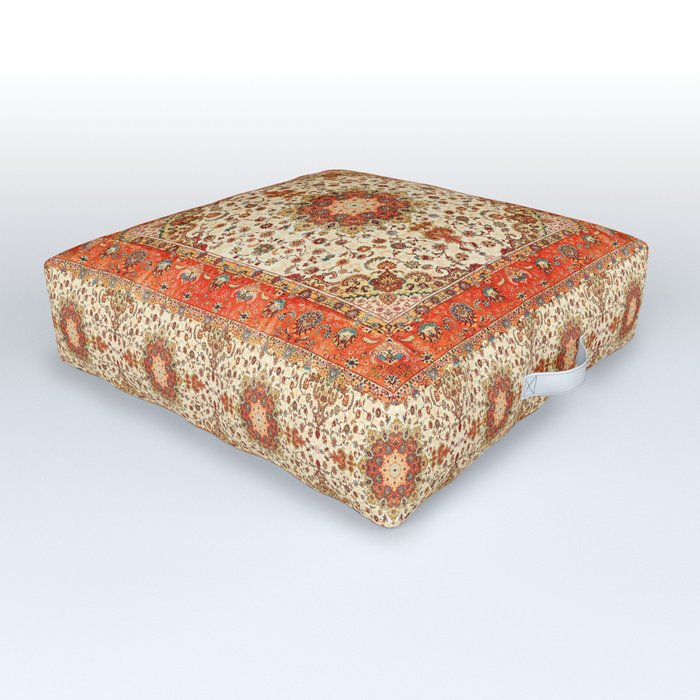 Amber Elegance: Traditional Moroccan Mandala Heritage Outdoor Floor Cushion