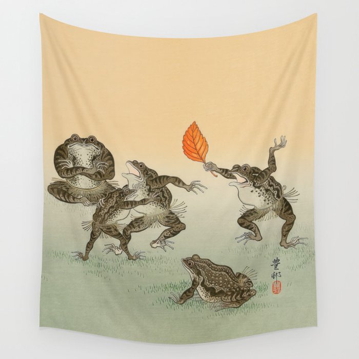 Frog Sumo - Ohara Koson Wall Tapestry