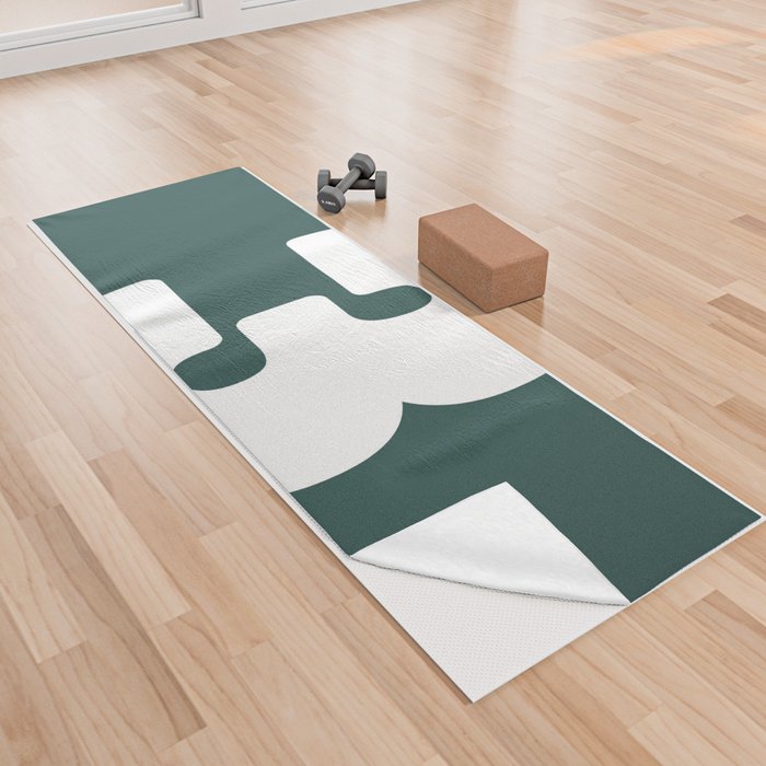 3 (White & Dark Green Number) Yoga Towel