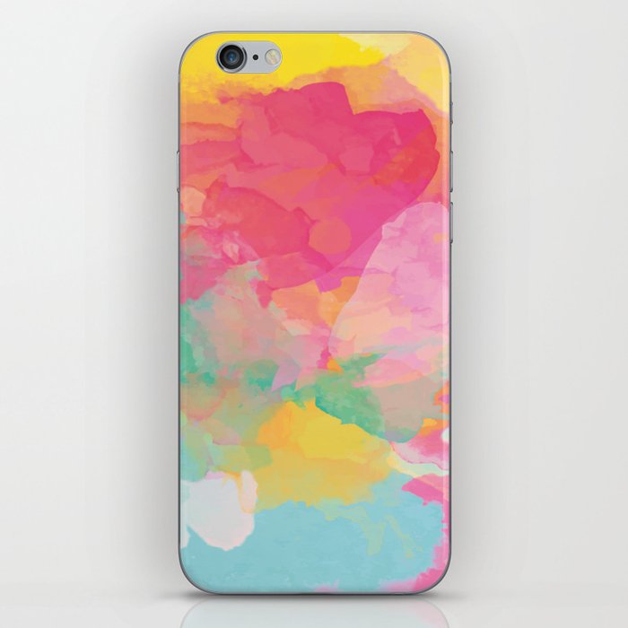 Watercolor Pastel Colorful Pink Yellow Green Blue iPhone Skin