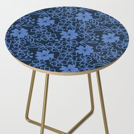 Sakura flower blossoms in navy and blue Side Table