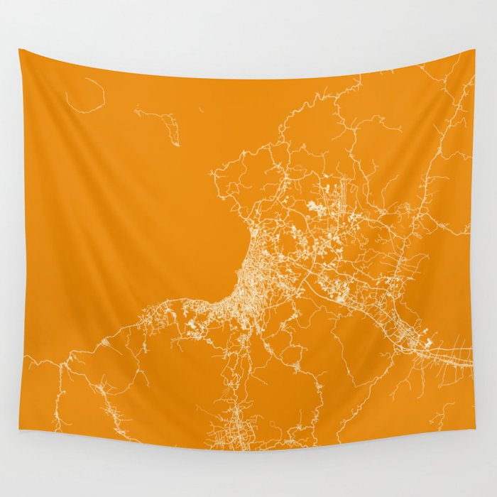 Manado, Indonesia Map Wall Tapestry