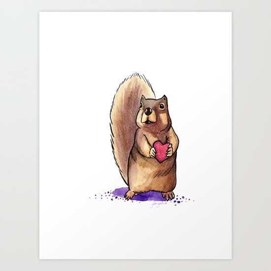 Squirrel Loves You Art Print