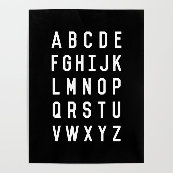 Alphabet Black and White Typography Design Poster with Monochrome Minimalist Letters Wall Decor Poster