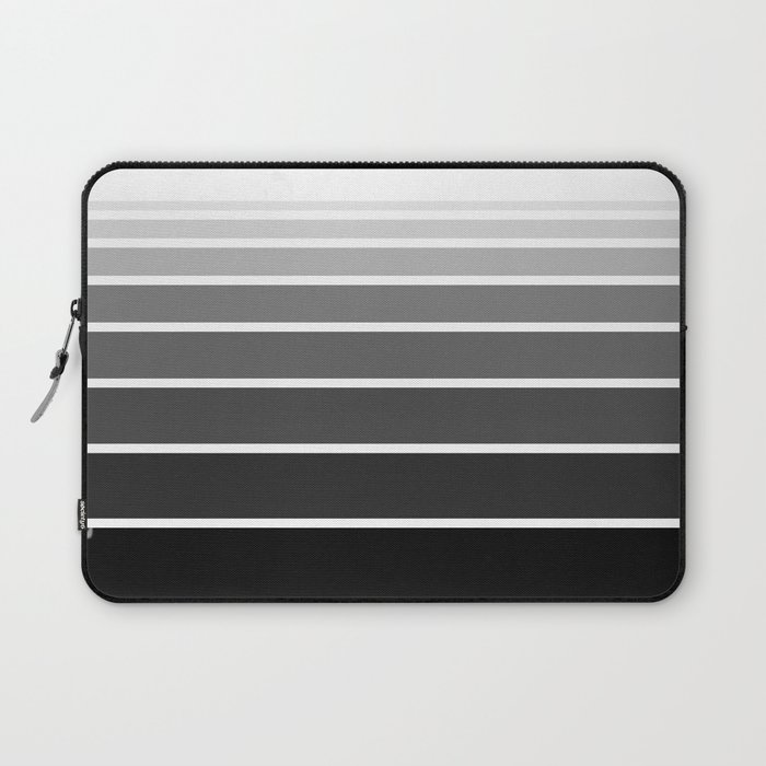 Black, Grey, White Striped Ombre Gradient  Laptop Sleeve