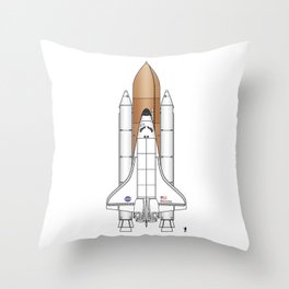 NASA Space Shuttle Blueprint in High Resolution (white)  Throw Pillow