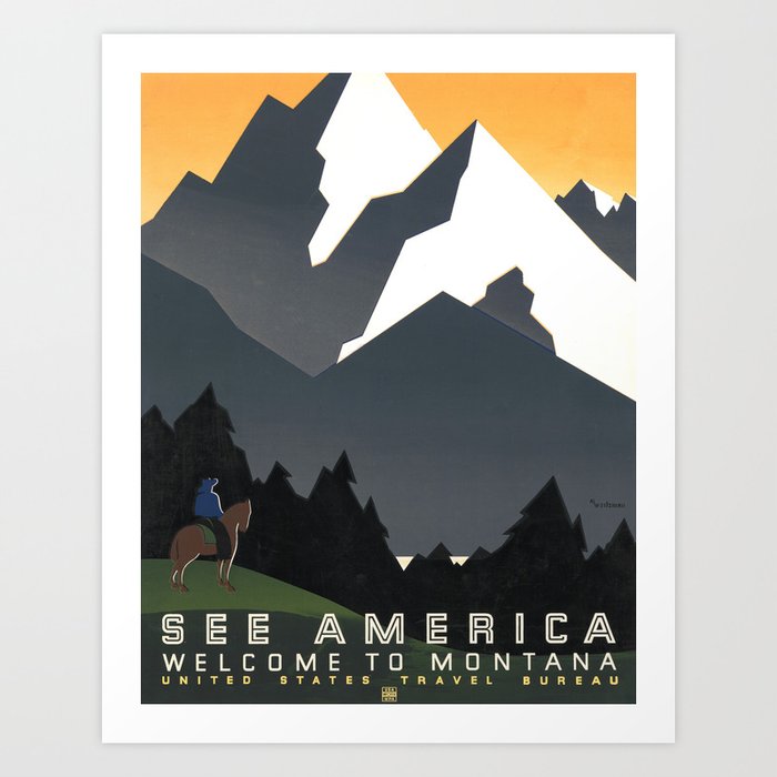 See America Welcome to Montana Vintage Poster - WPA Art Print