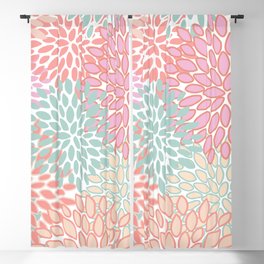Festive, Floral Prints, Pink, Teal and Coral Blackout Curtain