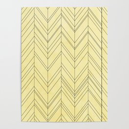 Modern Cream And Black Zigzag Chevron Herringbone Pattern Geometric Abstract  Poster