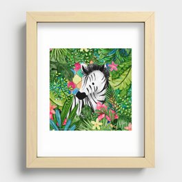 Zebra in the Jungle Recessed Framed Print