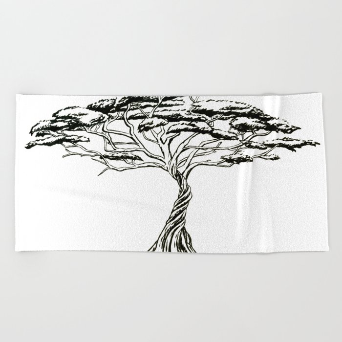 Whistling Thorn Zen Bonsai African Tree Beach Towel By Irenesillustrationgoodies Society6