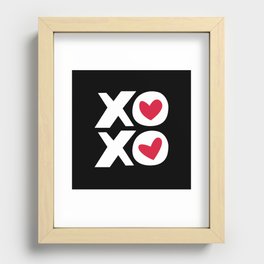 XOXO in Black and White with Red Heart Recessed Framed Print