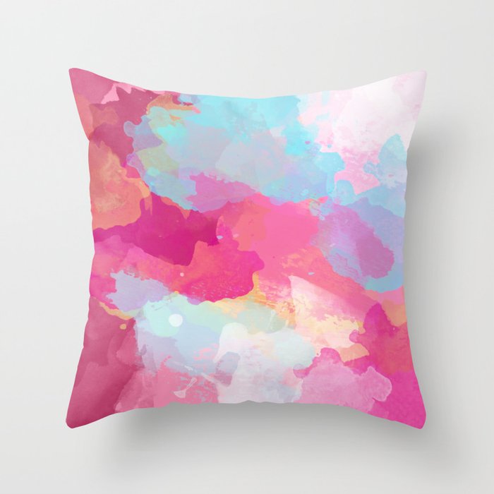 Colorful Abstract - pink and blue pattern Throw Pillow