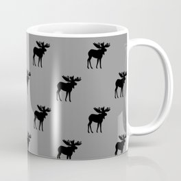 Bull Moose Silhouette - Black on Gray Mug