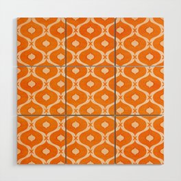 Vibrant Orange Ornament Pattern Wood Wall Art