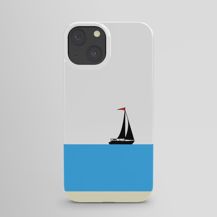 Simple Freedom - Beachy Blue Modern Sailboat Art iPhone Case
