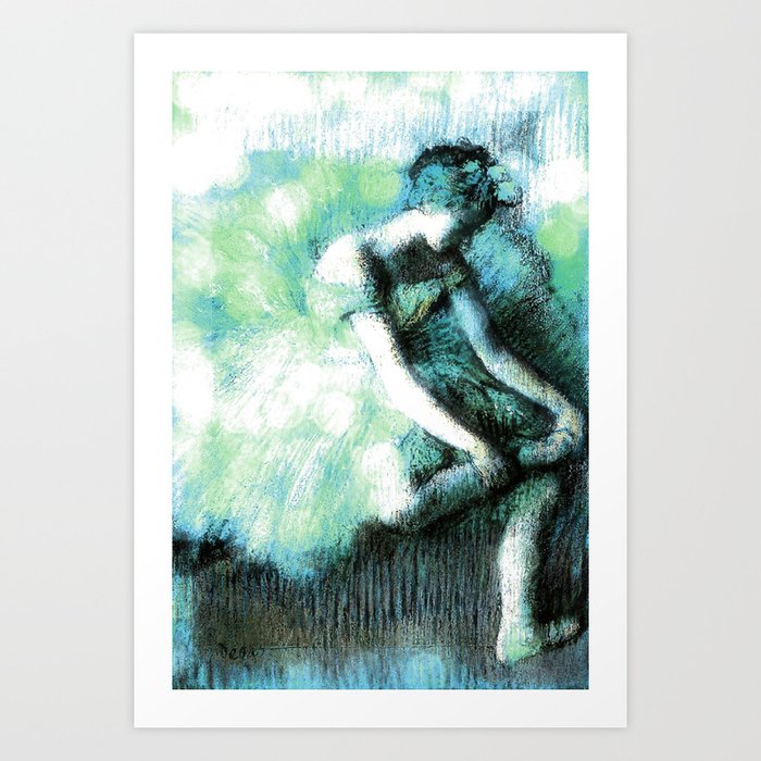 Edgar Degas The Dancer seafoam blue Bokeh Art Print