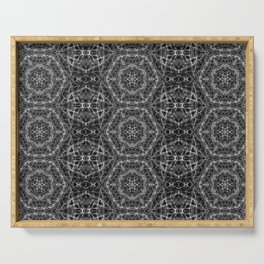 Liquid Light Series 16 ~ Grey Abstract Fractal Pattern Serving Tray