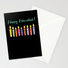 Cute Happy Hanukkah Candles Menorah Jewish Stationery Card