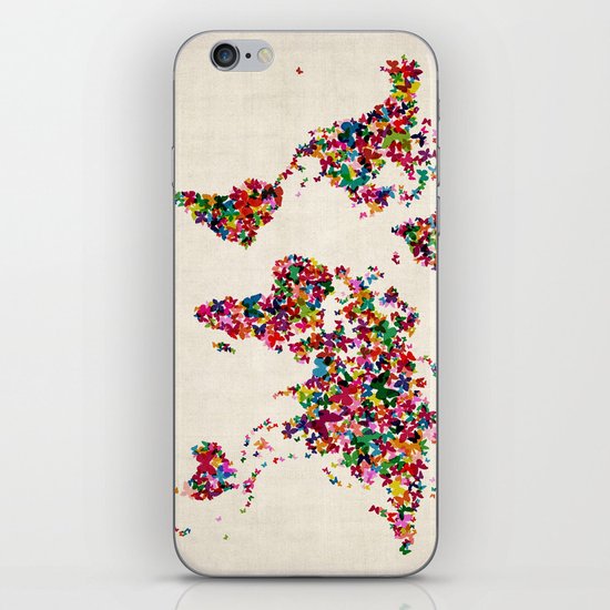 Butterflies Map of the World Map iPhone & iPod Skin