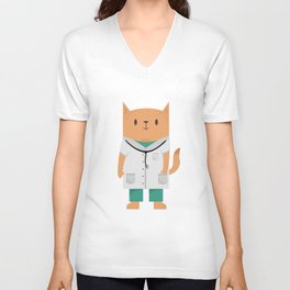 Doctor Cat V Neck T Shirt