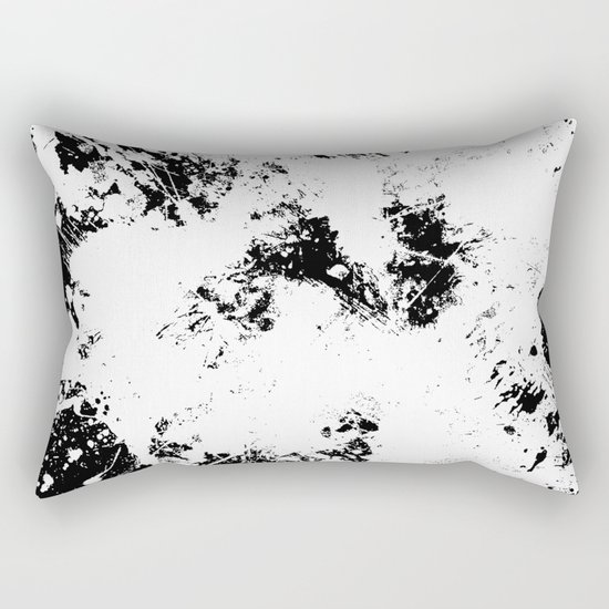 Spilt White Textured Black And White Abstract Painting Rectangular Pillow